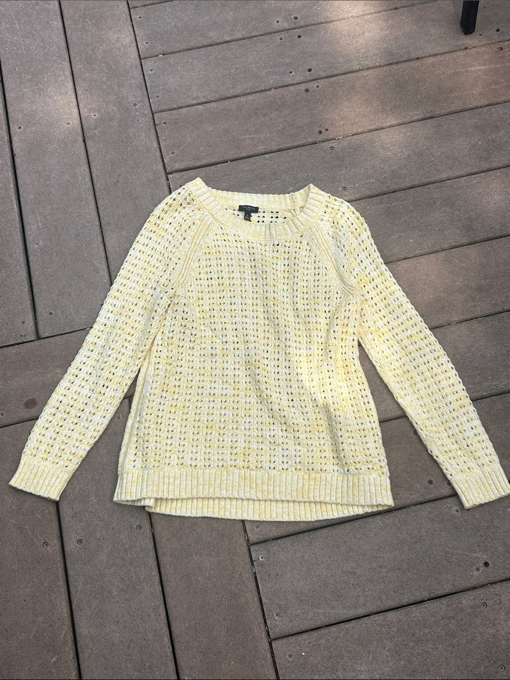 Talbots Light Yellow Open Weave Sweater